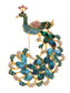 Gold Blue Painted Enamel Peacock Bird Feather Plume Brooch Pin