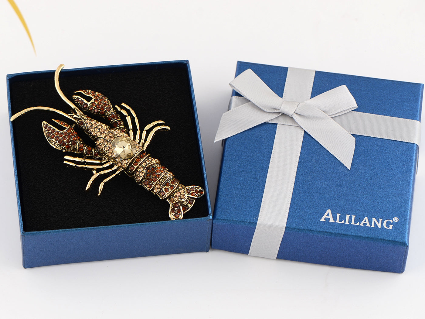 Nautical Ocean Animal Lobster Crawfish With Movable Tail Novelty Sea Fish Novelty Brooch Pin