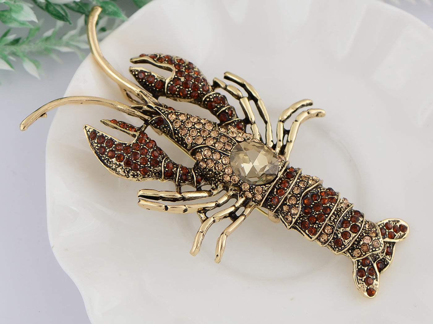 Nautical Ocean Animal Lobster Crawfish With Movable Tail Novelty Sea Fish Novelty Brooch Pin