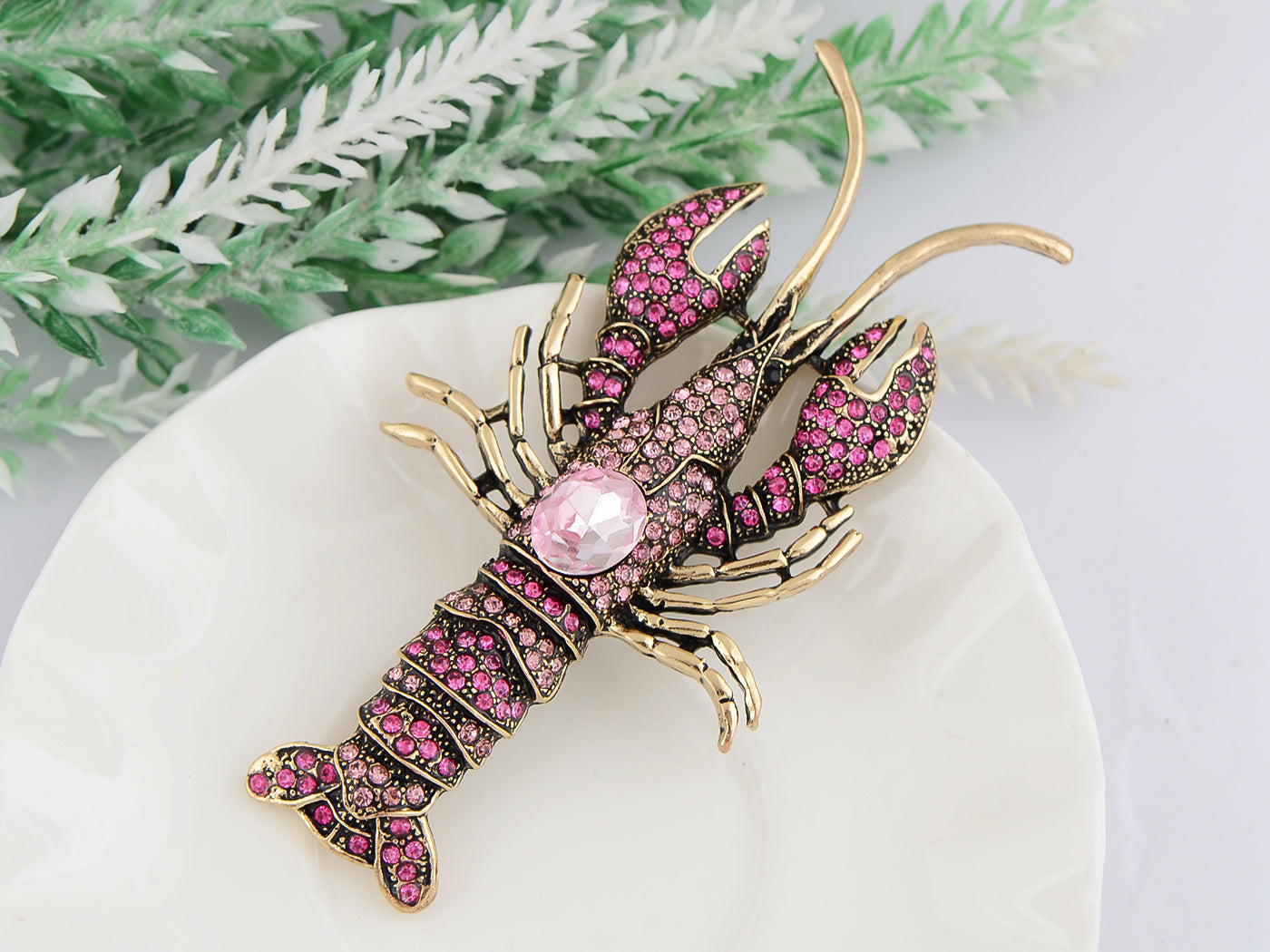 Nautical Ocean Animal Lobster Crawfish With Movable Tail Novelty Sea Fish Novelty Brooch Pin