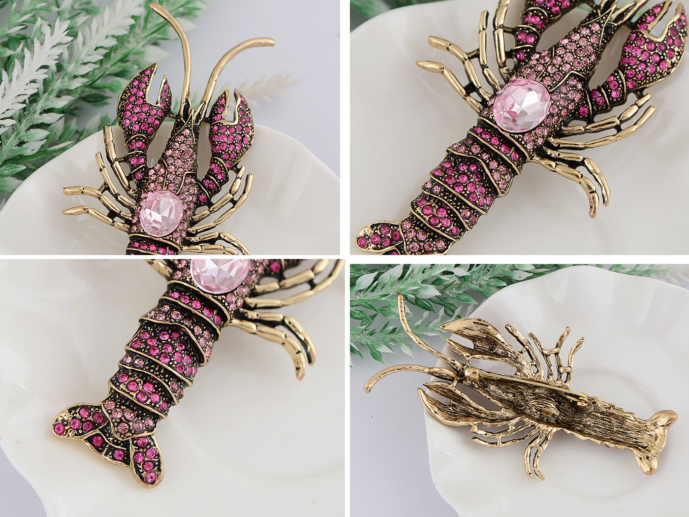 Nautical Ocean Animal Lobster Crawfish With Movable Tail Novelty Sea Fish Novelty Brooch Pin