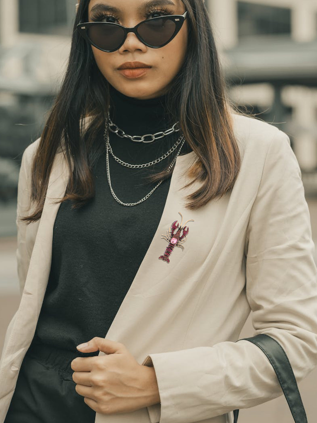 Nautical Ocean Animal Lobster Crawfish With Movable Tail Novelty Sea Fish Novelty Brooch Pin