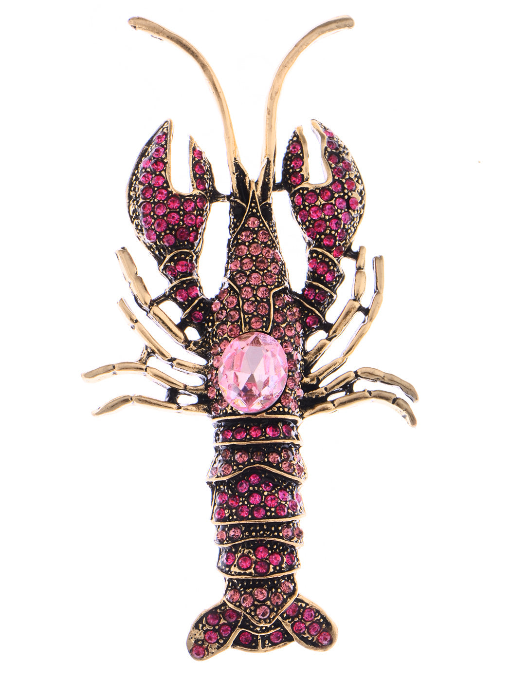 Nautical Ocean Animal Lobster Crawfish With Movable Tail Novelty Sea Fish Novelty Brooch Pin