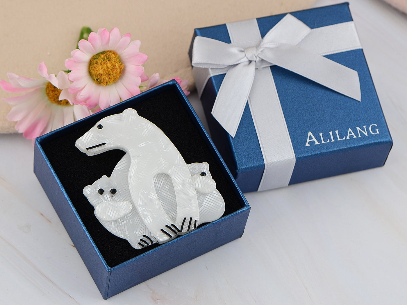 Polar Bear Brooch Clear Crystals Pin Brooch