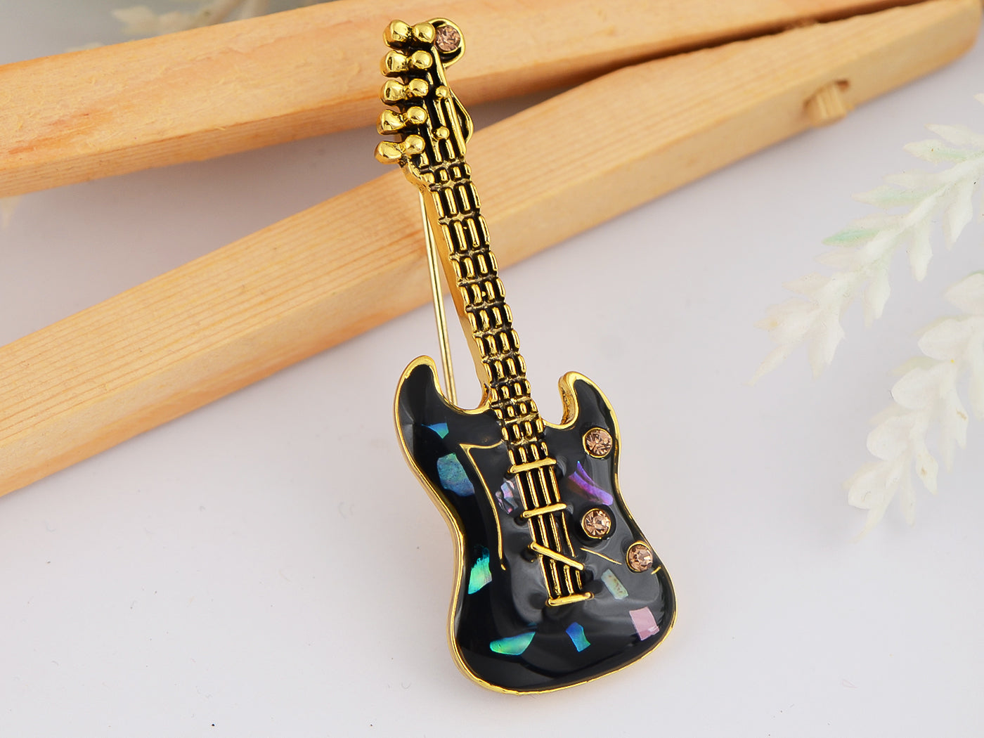 Colored Acoustic Guitar Brooch Pin