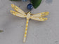 Light Topaz Dragonfly Insect Brooch Pin
