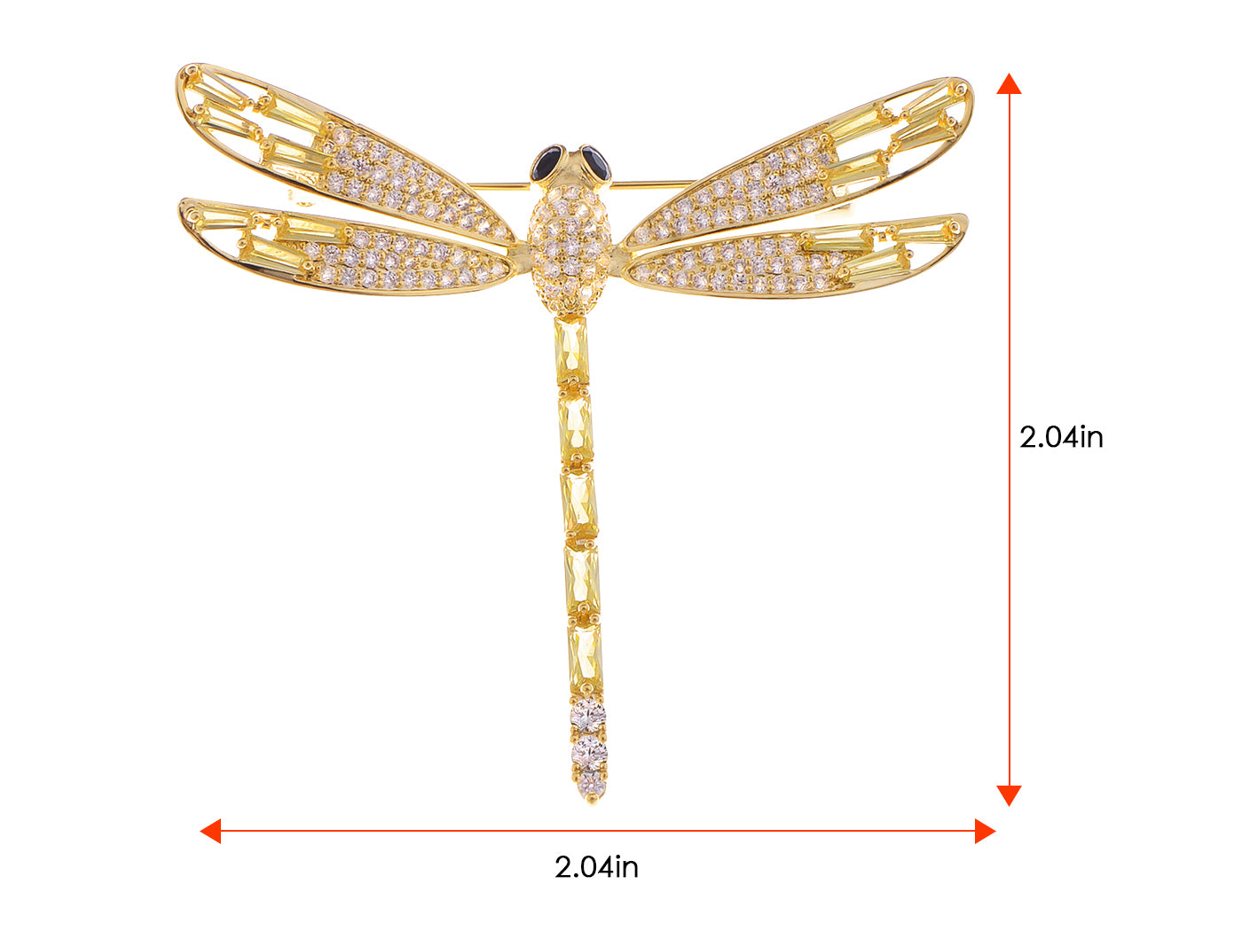 Light Topaz Dragonfly Insect Brooch Pin
