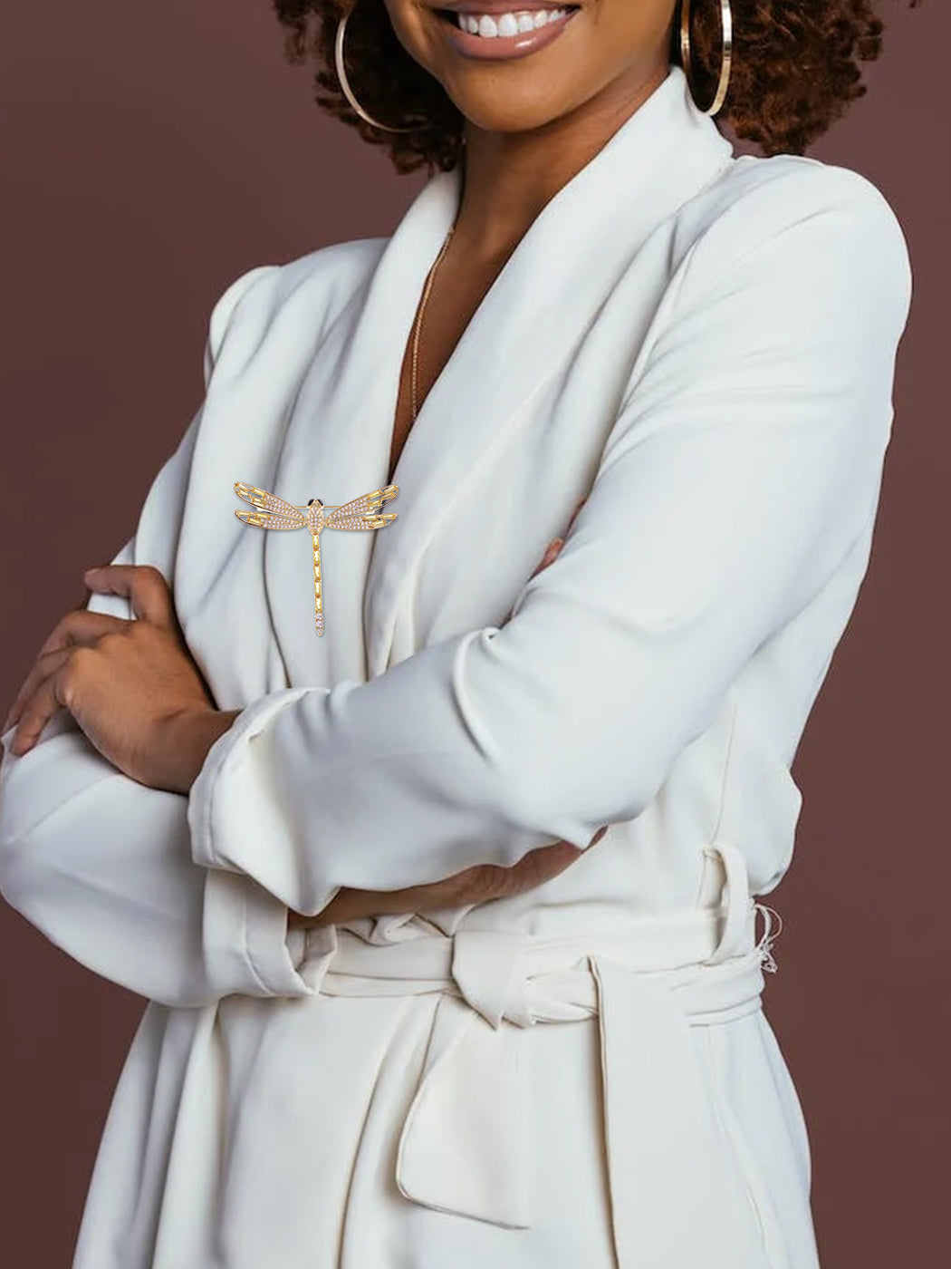 Light Topaz Dragonfly Insect Brooch Pin