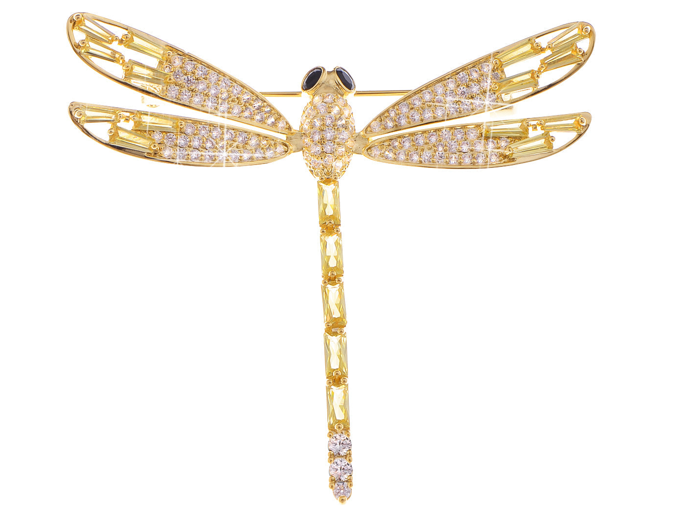 Light Topaz Dragonfly Insect Brooch Pin