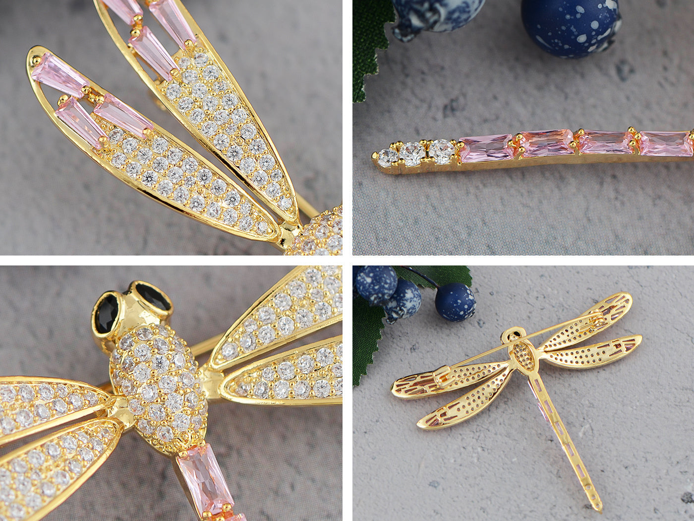 Light Topaz Dragonfly Insect Brooch Pin