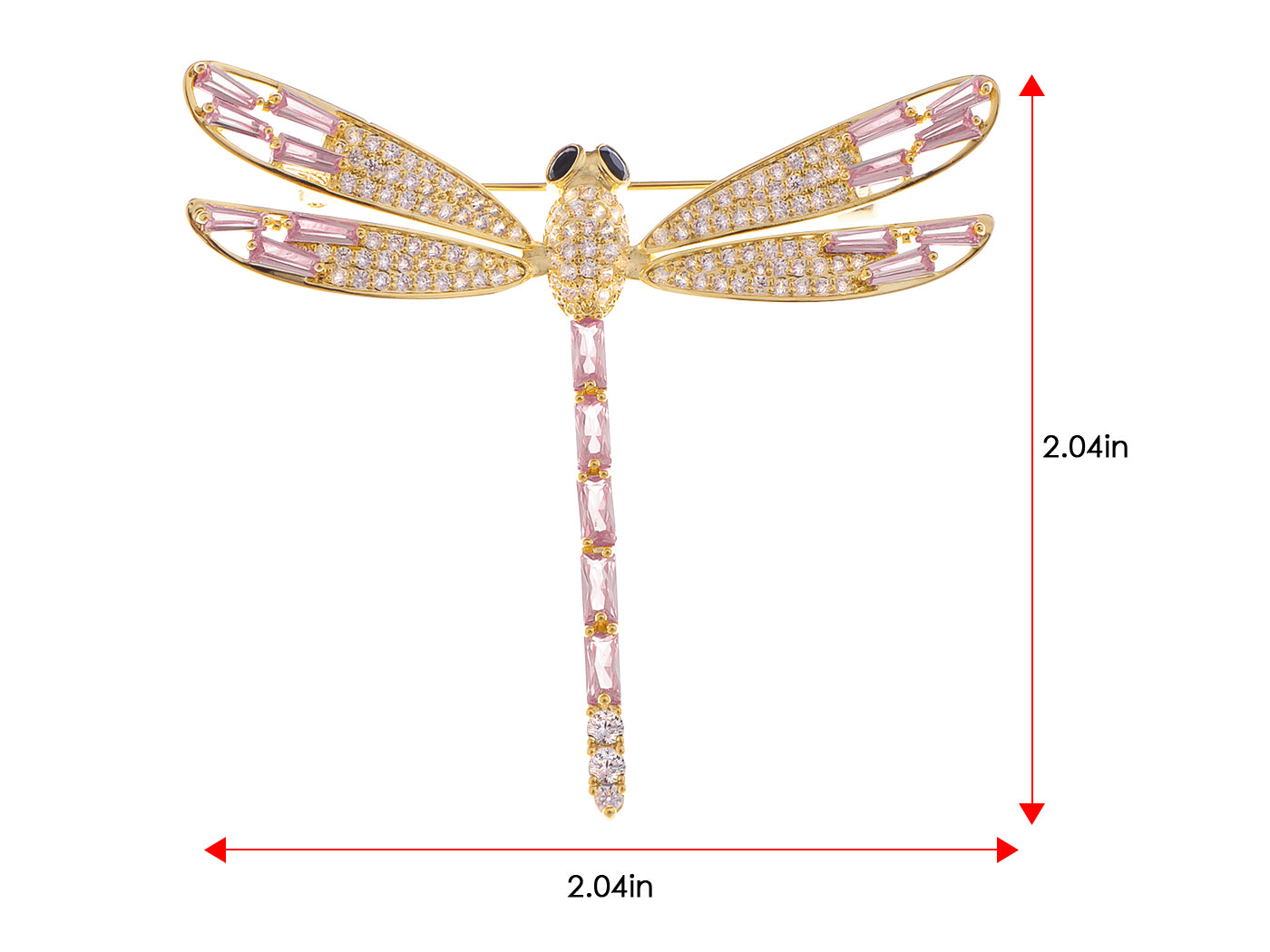 Light Topaz Dragonfly Insect Brooch Pin