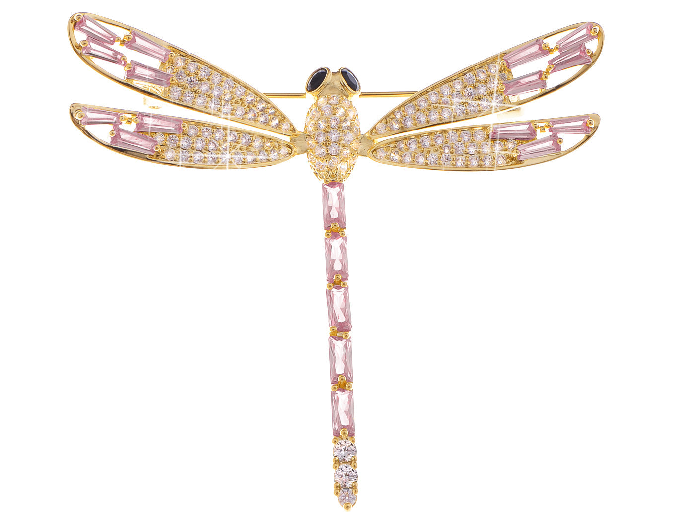 Light Topaz Dragonfly Insect Brooch Pin