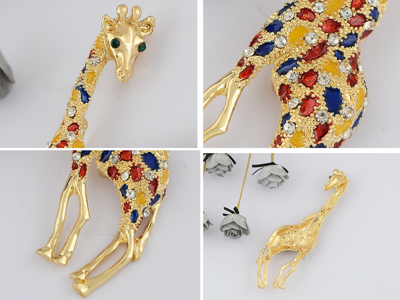 Colored Brown Giraffe Spotted Brooch Pin