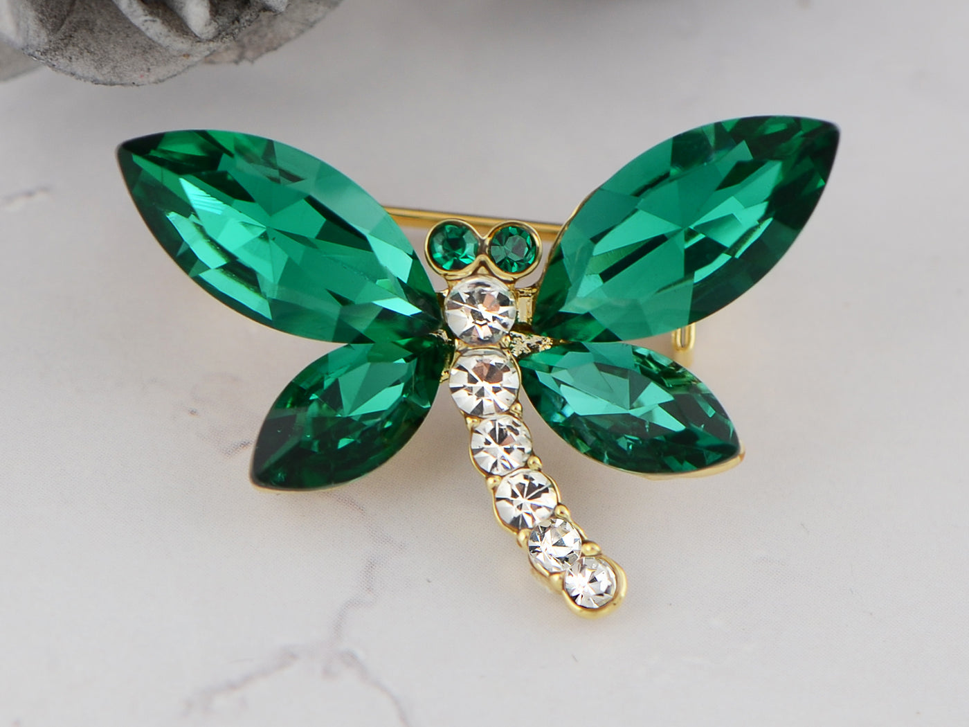 Crystal Shine Amethyst Dragonfly Bug Brooch Pin