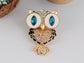 Stunning Captivating Topaz Big Eyed Owl Bird Pin Brooch