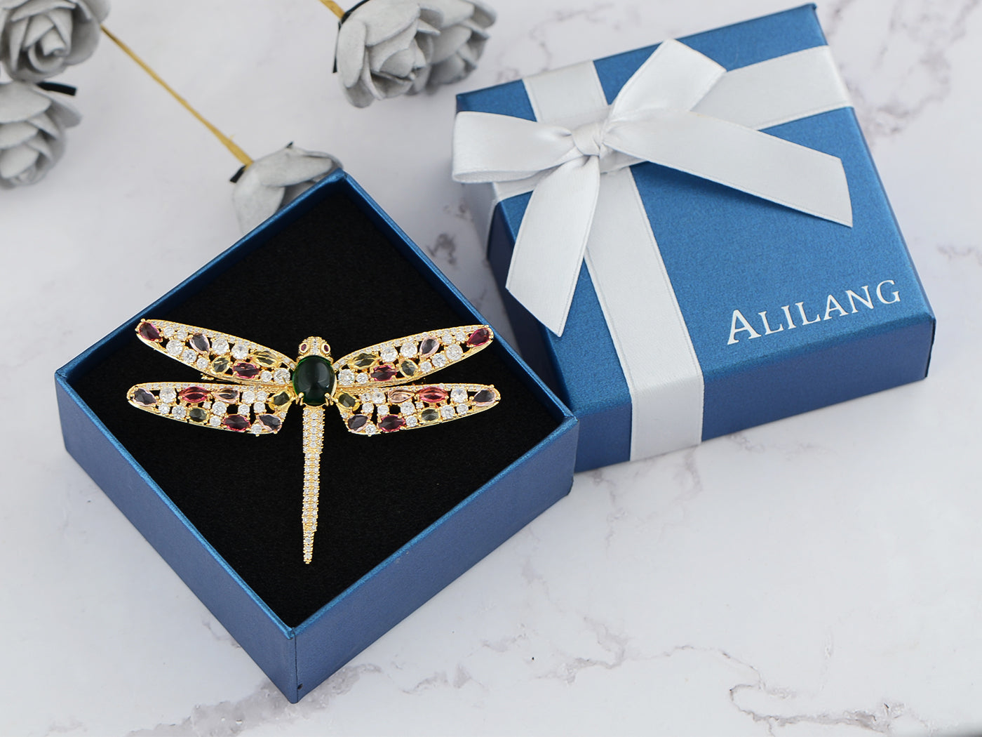 Crystal Shine Amethyst Dragonfly Bug Brooch Pin