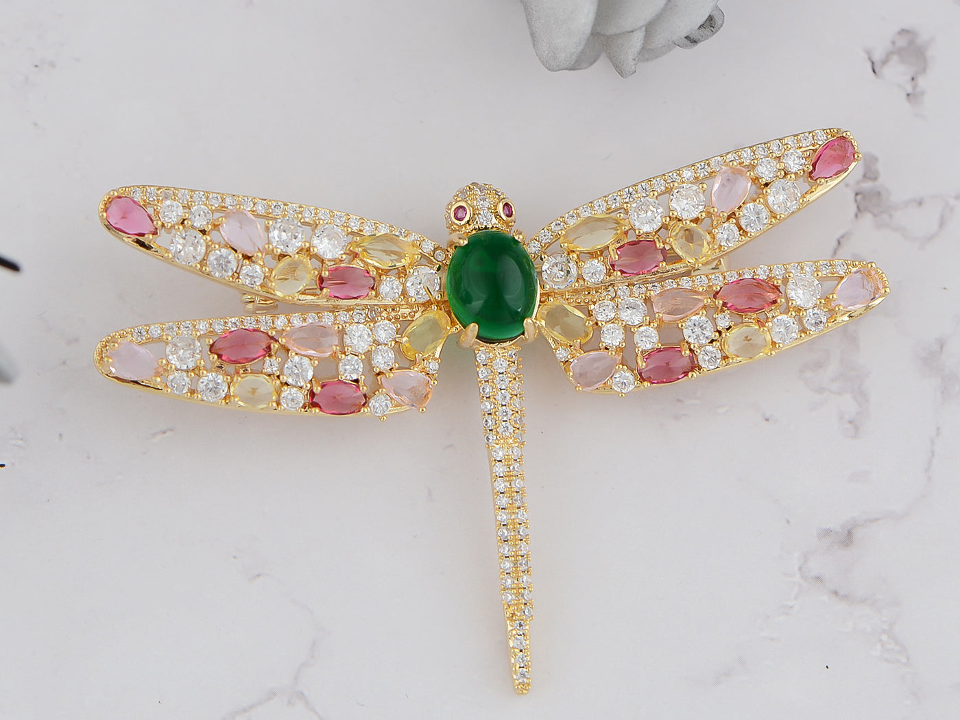 Crystal Shine Amethyst Dragonfly Bug Brooch Pin