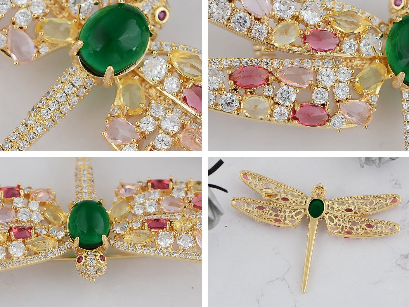 Crystal Shine Amethyst Dragonfly Bug Brooch Pin