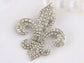 Alilang Golden Tone Sparkly Clear Crystal Rhinestones Royal Fleur De Lis Lily Brooch Pin