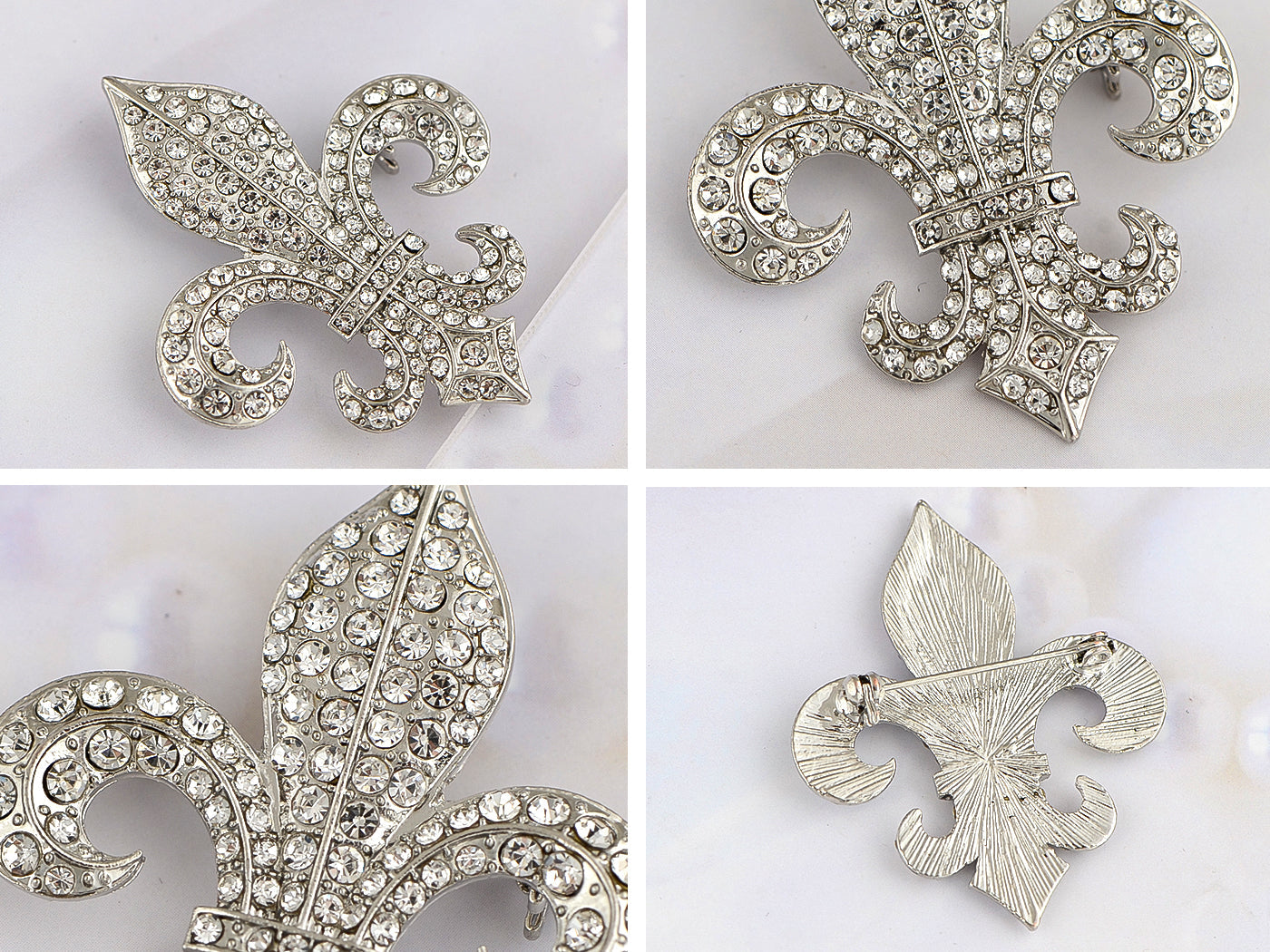 Alilang Golden Tone Sparkly Clear Crystal Rhinestones Royal Fleur De Lis Lily Brooch Pin