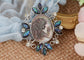 Alilang Vintage Inspired Abalone Shell Clear Crystal Rhinestone Lady Cameo Brooch Pin Maiden Flower Pendant