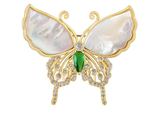 Alilang Sparkling Zircon Seashell Butterfly Brooch Pin With Crystal Rhinestones For Wedding Party