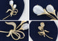 Alilang Elegant Floral Clear Crystal Rhinestone Summery Flower Pin Brooch Zircon Pearl Shell Tulip Flower Pin