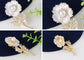 Alilang Women Natural Shell Pearl Floars And Leaves Brooch Pin - Fashion Austria Crystal Rhinestones Elegant Golden Flowers Shiny Brooch