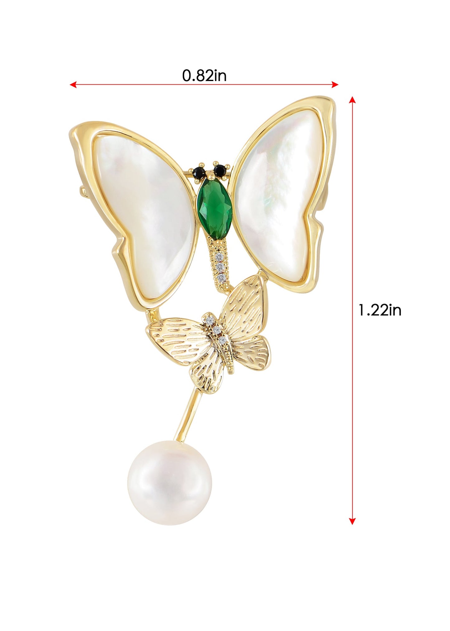 Alilang Zircon Seashell Pearl Butterfly Dangle Brooch Pin Beaded Animal Winged Pin Accessories Wedding Birthday Jewelry Gifts For Mom Sister