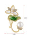 Alilang Elegant Cherry Blossom Flower Plant Brooch Lapel Pin Shell Pearl Leaf Brooches Pins For Birthday, Party, New Year