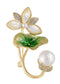 Alilang Elegant Cherry Blossom Flower Plant Brooch Lapel Pin Shell Pearl Leaf Brooches Pins For Birthday, Party, New Year