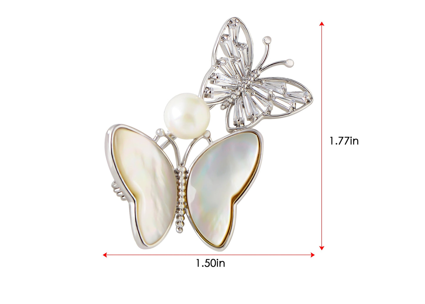 Alilang Zircon Seashell Pearl Butterfly Dangle Brooch Pin Beaded Animal Winged Pin Accessories Wedding Birthday Jewelry Gifts For Mom Sister