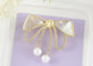 Alilang Elegant Natural Seashell Rhinestones Bow Knot Pearl Pin Brooch