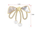 Alilang Elegant Natural Seashell Rhinestones Bow Knot Pearl Pin Brooch