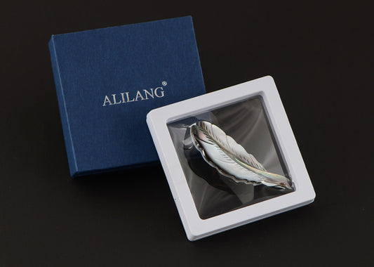 Alilang Natural Abalone Shell Silver Tone Feather Fashion Brooch Pin Accessories