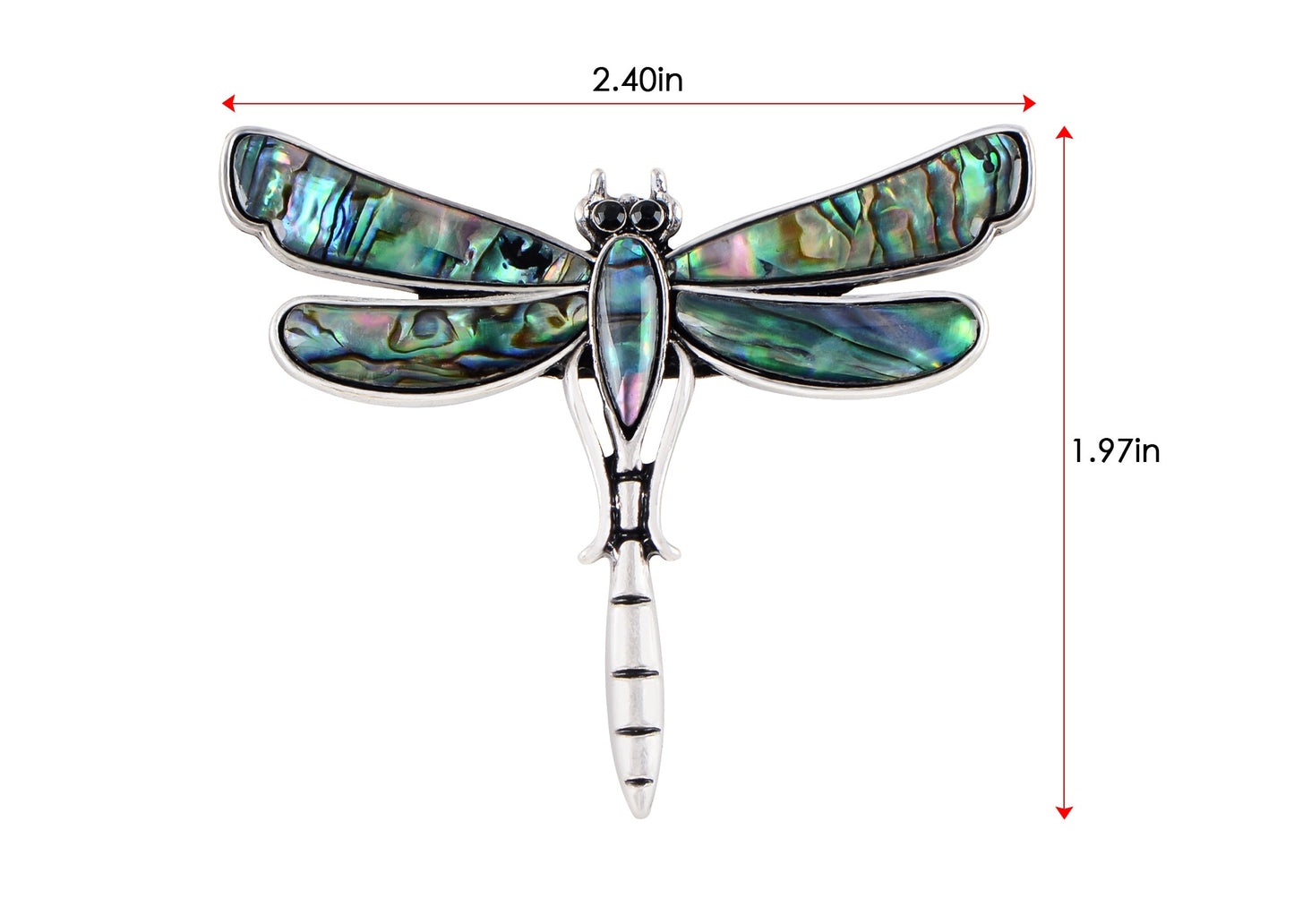 Alilang Natural Abalone Shell Silver Tone Alloy Dragonfly Insect Versatile Fashion Brooch Pin