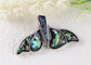 Alilang Gunmetal Tone Abalone Shell Fishtail Brooch Pin Fish Whale Tail Pendant