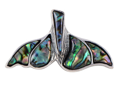 Alilang Gunmetal Tone Abalone Shell Fishtail Brooch Pin Fish Whale Tail Pendant