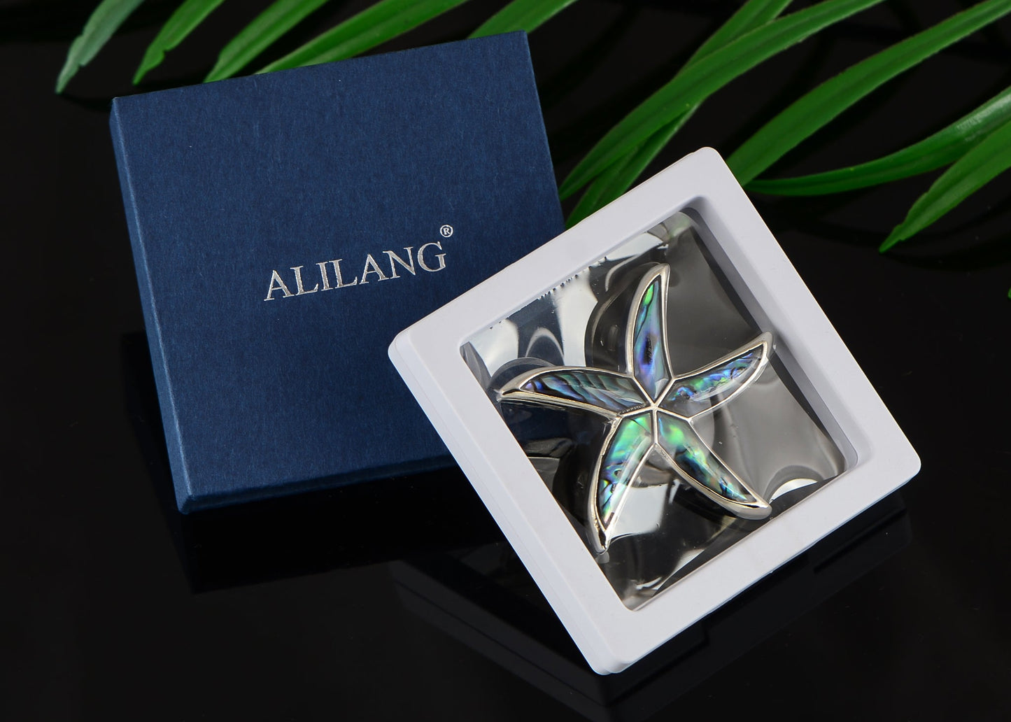 Alilang Silver Tone Abalone Shell Starfish Sea Star Animal Brooch Pin & Pendant