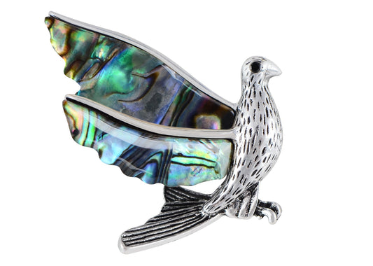 Alilang Silver Tone Abalone Shell Flying Peace Dove Hummingbird Bird Animal Brooch Pin & Pendant Scarf Collar Fashion Jewelry