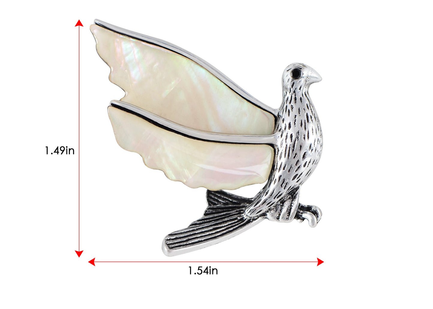 Alilang Silver Tone Abalone Shell Flying Peace Dove Hummingbird Bird Animal Brooch Pin & Pendant Scarf Collar Fashion Jewelry