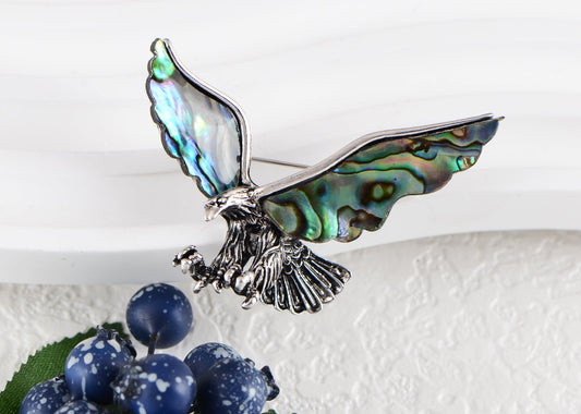 Alilang Vintage Abalone Shell Soaring Eagle Bird Animal Brooch Pin & Pendant, Suit Lapel Pin for Valentine's Day Anniversary Birthday Gifts