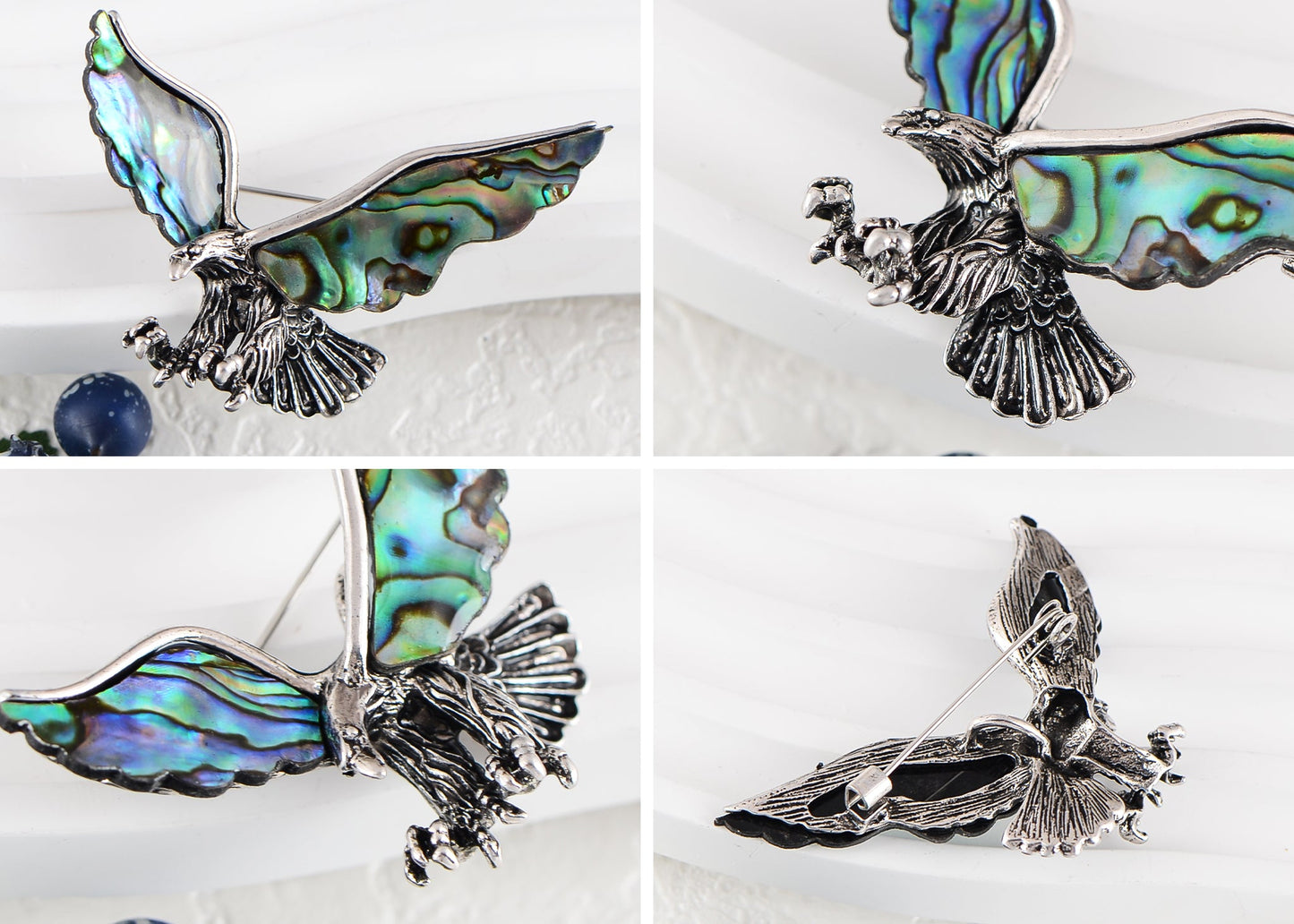 Alilang Vintage Abalone Shell Soaring Eagle Bird Animal Brooch Pin & Pendant, Suit Lapel Pin for Valentine's Day Anniversary Birthday Gifts