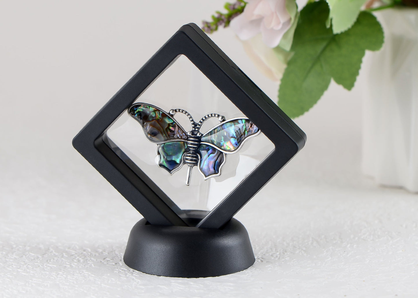 Alilang Vintage Silvery Tone Abalone Shell Butterfly Insect Brooch Pin Pendant Custom Jewelry Gifts for Women Teen Girls