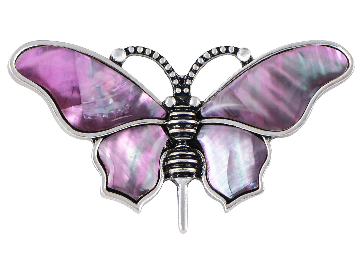 Alilang Vintage Silvery Tone Abalone Shell Butterfly Insect Brooch Pin Pendant Custom Jewelry Gifts for Women Teen Girls