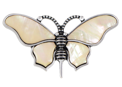 Alilang Vintage Silvery Tone Abalone Shell Butterfly Insect Brooch Pin Pendant Custom Jewelry Gifts for Women Teen Girls