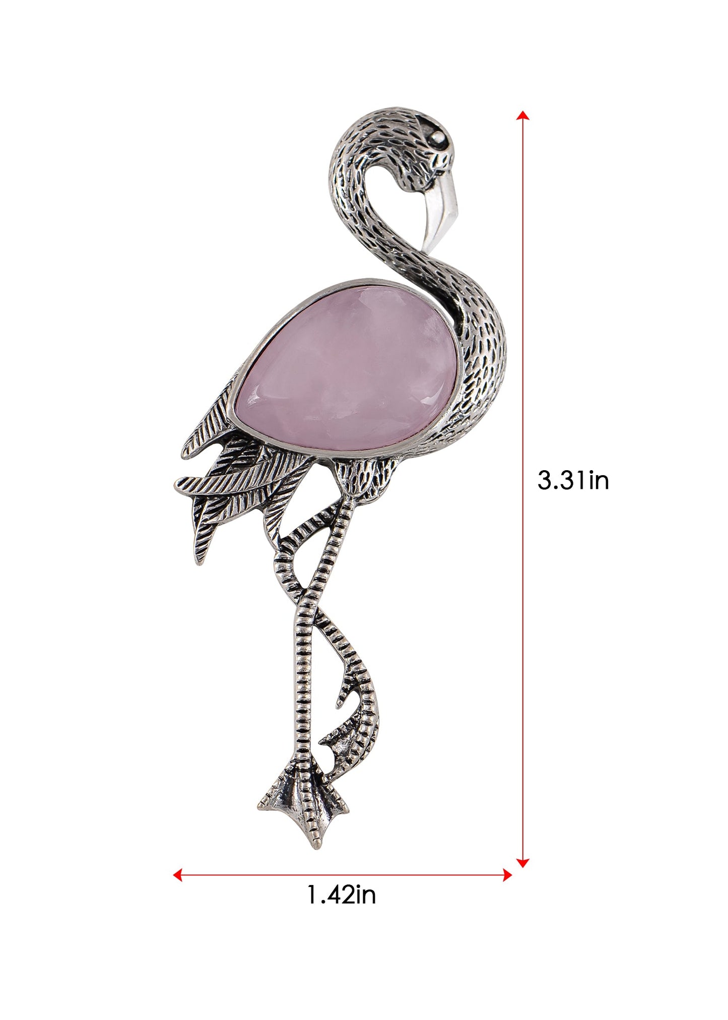 Alilang Antiqued Silvery Tone Abalone Shell Flamingo Bird Animal Brooch Pin Collar Lapel Pins & Pendant