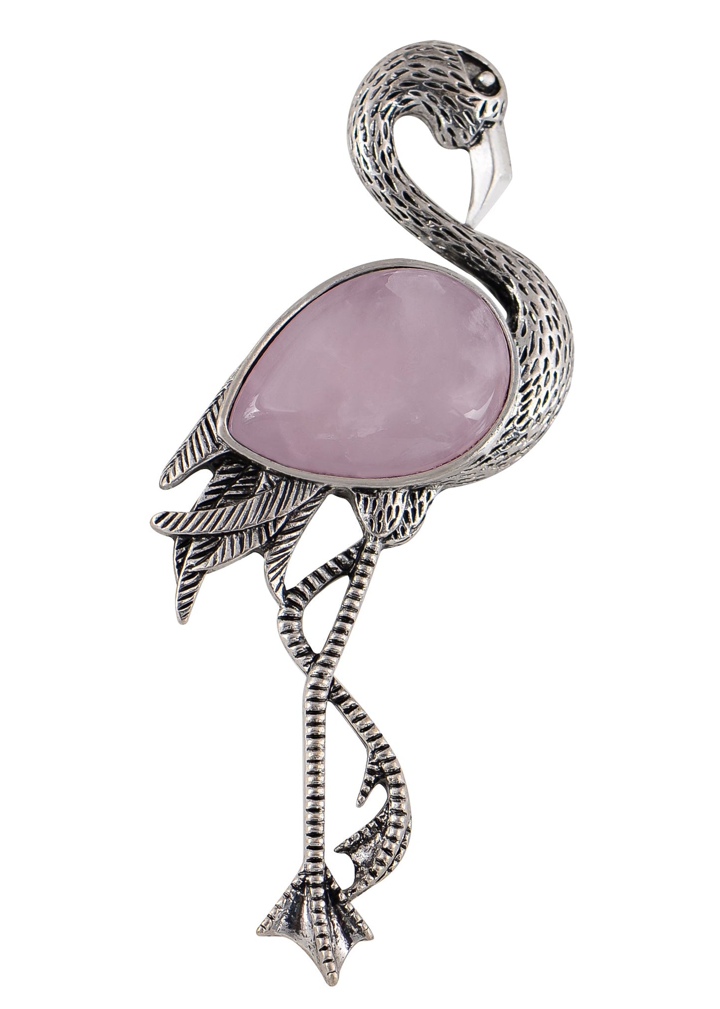 Alilang Antiqued Silvery Tone Abalone Shell Flamingo Bird Animal Brooch Pin Collar Lapel Pins & Pendant