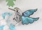 Alilang Silver Tone Abalone Shell Flying Peace Dove Hummingbird Bird Animal Brooch Pin & Pendant Scarf Collar Fashion Jewelry