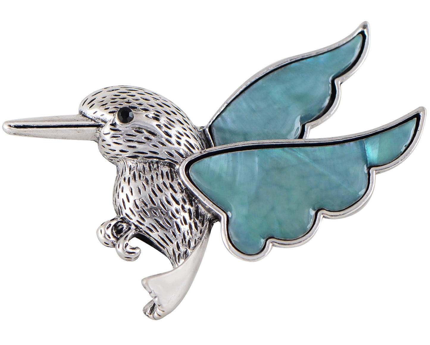 Alilang Silver Tone Abalone Shell Flying Peace Dove Hummingbird Bird Animal Brooch Pin & Pendant Scarf Collar Fashion Jewelry